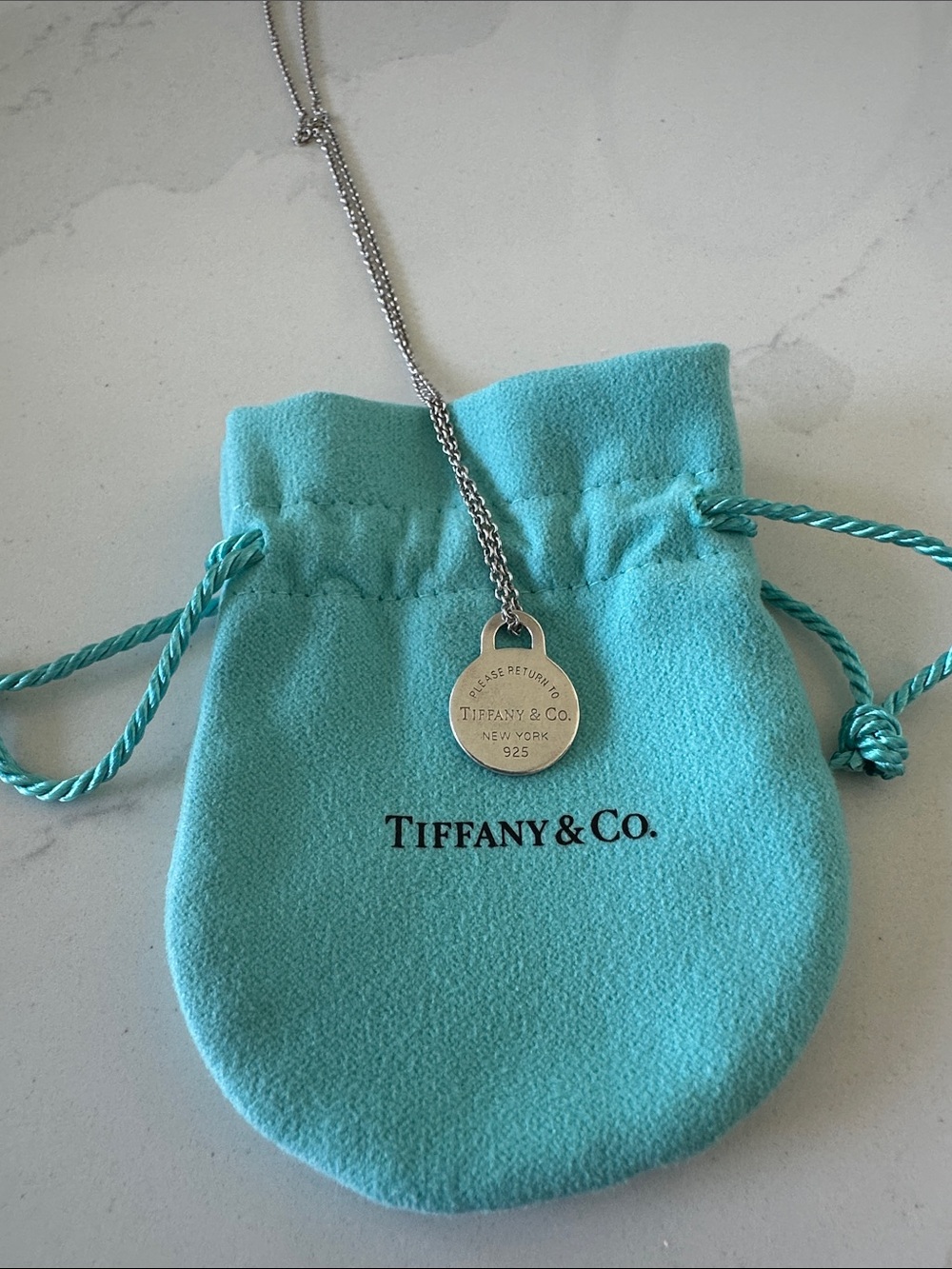Authentic Tiffany & Co. Round Tag Necklace